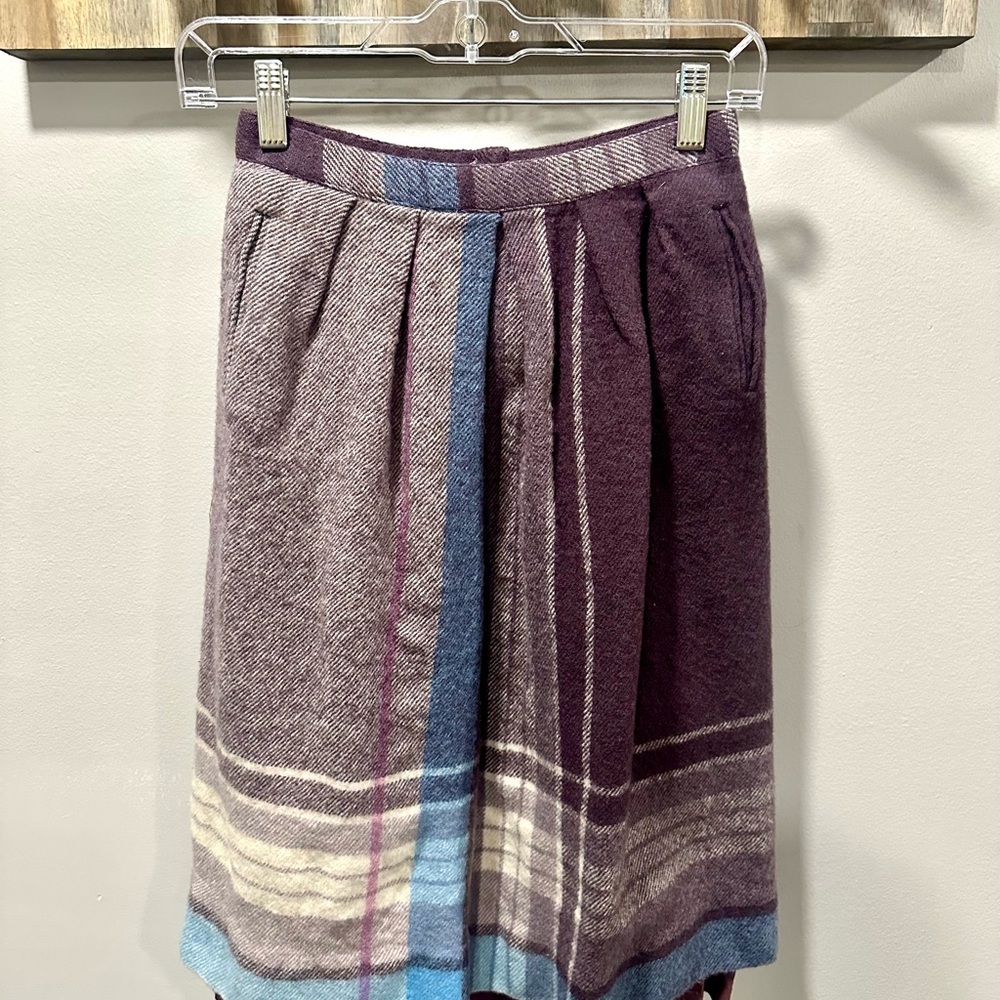 Vintage Diane Von Furstenberg Plaid Wool Skirt Size 6 - Picture 2 of 8